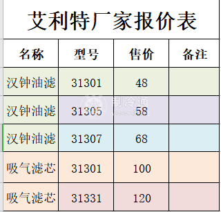 報(bào)價(jià)表
